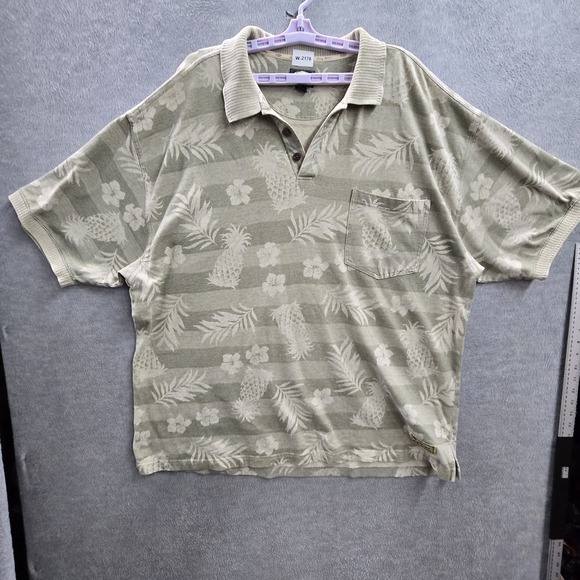 Tommy Bahama Other - Tommy Bahama Men Polo XXL Green Floral Pineapples Hawaiian Short Sleeve